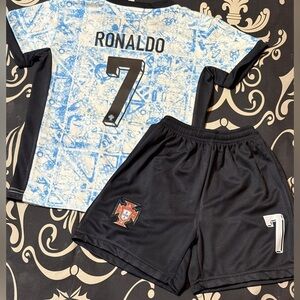 Cristiano Ronaldo Blue away Kids Size Medium youth Soccer Jersey - Ships Today